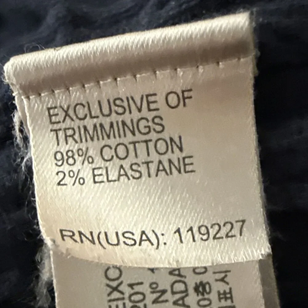 Massimo Dutti Extrafine Cotton Polo Sweater  Mens Sz L Navy Cable Knit Slim Fit